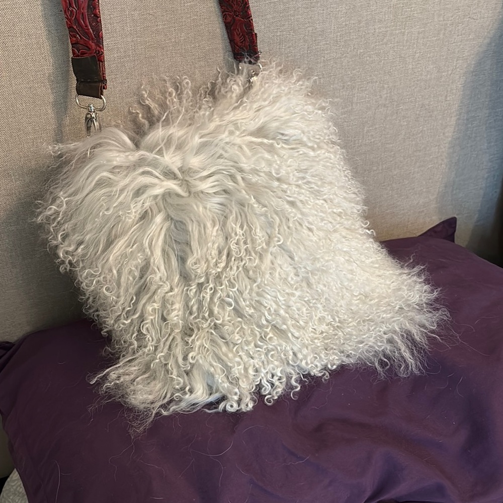 Handmade white Angora western Bag